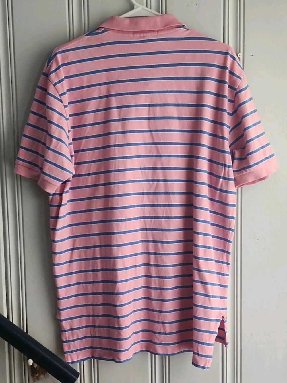 Ralph Lauren Pink Polo with Blue Stripes Large
